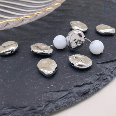 Бусина фриформ, цвет серебро 11х14 мм 