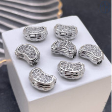 Бусина фриформ, цвет серебро 11х7 мм