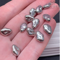 Бусина фриформ, цвет серебро 11х8 мм