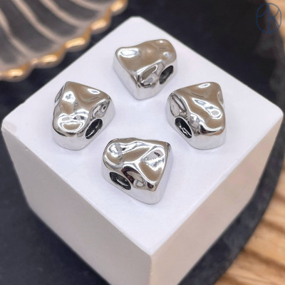 Бусина фриформ, цвет серебро 12 мм