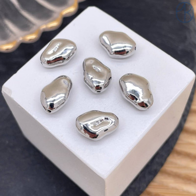 Бусина фриформ, цвет серебро 12 мм 