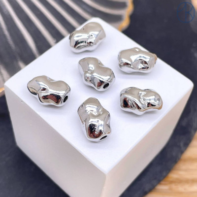 Бусина фриформ, цвет серебро 12 мм