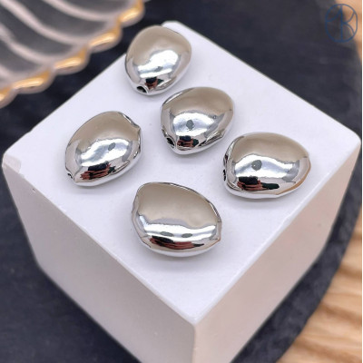 Бусина фриформ, цвет серебро 13 мм