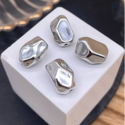 Бусина фриформ, цвет серебро 14 мм 