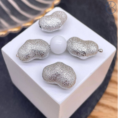 Бусина фриформ, цвет серебро 15х10 мм