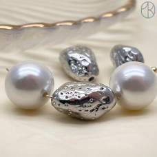 Бусина фриформ, цвет серебро 15х10 мм