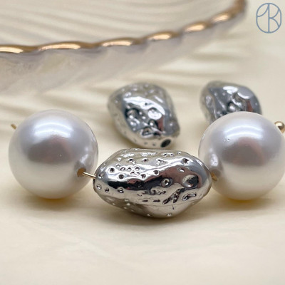 Бусина фриформ, цвет серебро 15х10 мм