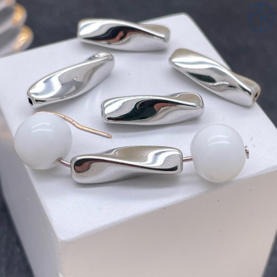 Бусина фриформ, цвет серебро 16х5 мм