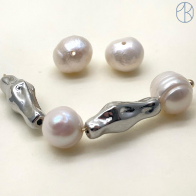 Бусина фриформ, цвет серебро 19х6 мм