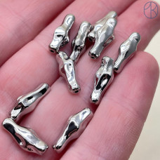 Бусина фриформ, цвет серебро 19х6 мм