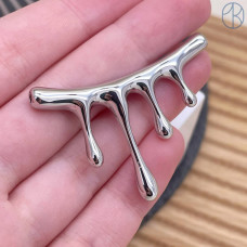 Бусина фриформ, цвет серебро 45х6 мм 