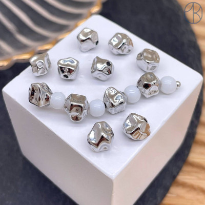 Бусина фриформ, цвет серебро 6 мм