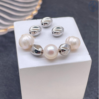 Бусина фриформ, цвет серебро 6х8 мм 