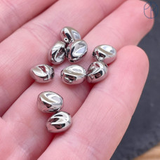 Бусина фриформ, цвет серебро 6х8 мм 