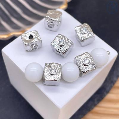 Бусина фриформ, цвет серебро 8 мм 