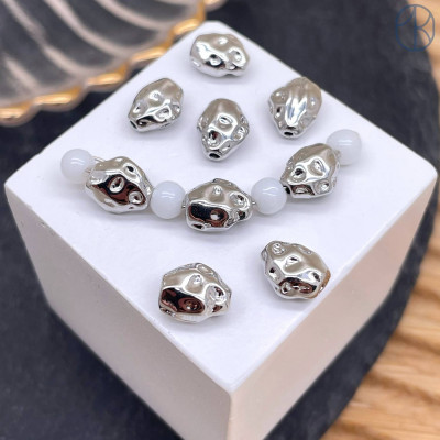 Бусина фриформ, цвет серебро 8 мм 