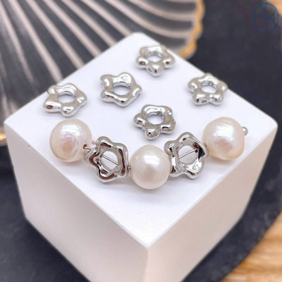 Бусина фриформ, цвет серебро 8 мм