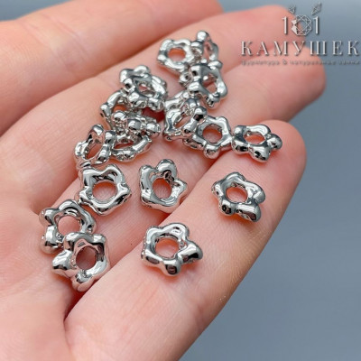 Бусина фриформ, цвет серебро 8 мм