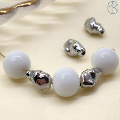 Бусина фриформ, цвет серебро 8х5 мм