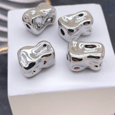 Бусина фриформ, цвет серебро 9х14 мм