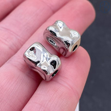 Бусина фриформ, цвет серебро 9х14 мм