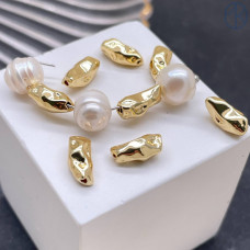 Бусина фриформ, цвет золото 10х4 мм 