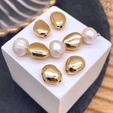 Бусина фриформ, цвет золото 10х8 мм