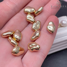 Бусина фриформ, цвет золото 11х8 мм