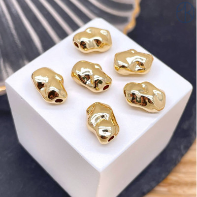 Бусина фриформ, цвет золото 12 мм