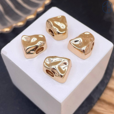 Бусина фриформ, цвет золото 12 мм