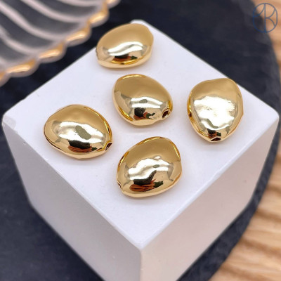 Бусина фриформ, цвет золото 13 мм