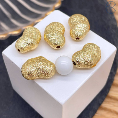 Бусина фриформ, цвет золото 15х10 мм