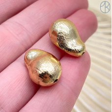 Бусина фриформ, цвет золото 18х11 мм 