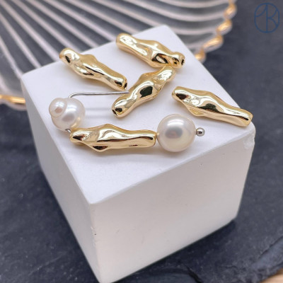 Бусина фриформ, цвет золото 19х6 мм