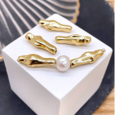 Бусина фриформ, цвет золото 19х6 мм