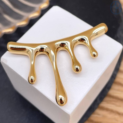 Бусина фриформ, цвет золото 45х6 мм 