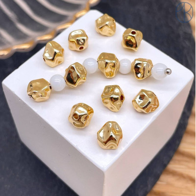 Бусина фриформ, цвет золото 6 мм