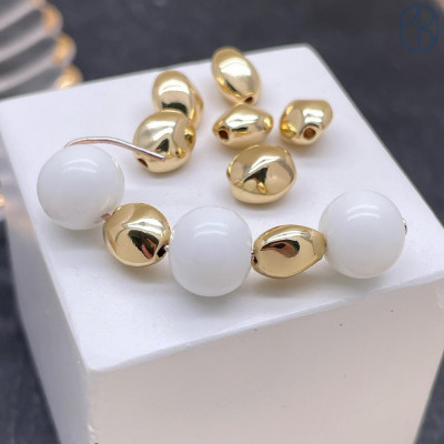 Бусина фриформ, цвет золото 6х7 мм