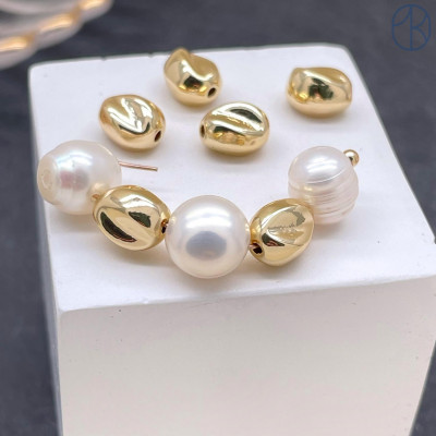 Бусина фриформ, цвет золото 6х8 мм 