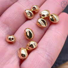 Бусина фриформ, цвет золото 6х8 мм 