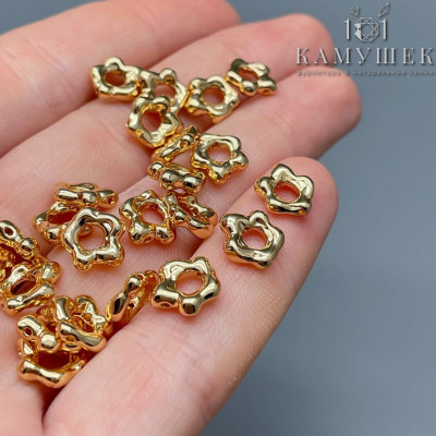 Бусина фриформ, цвет золото 8 мм