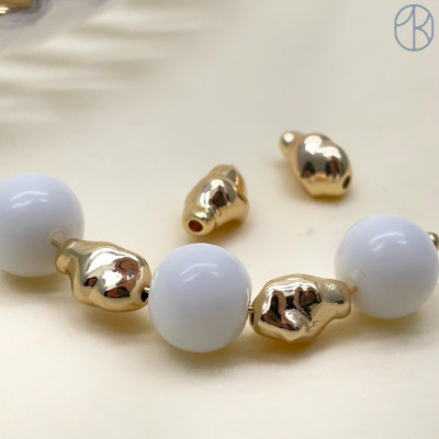 Бусина фриформ, цвет золото 8х5 мм