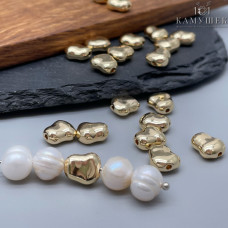 Бусина фриформ, цвет золото 8х7 мм