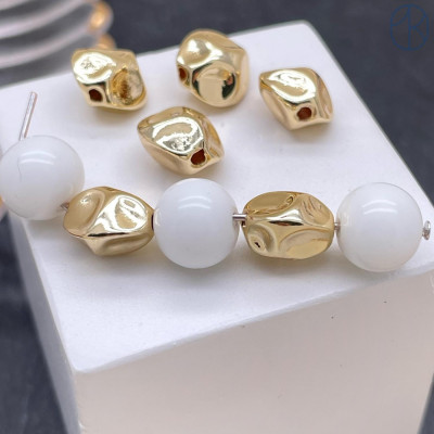 Бусина фриформ, цвет золото 9 мм