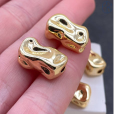 Бусина фриформ, цвет золото 9х18 мм