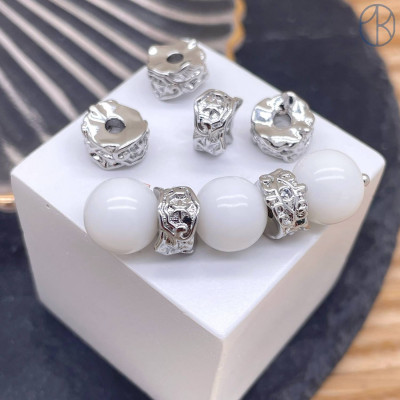 Бусина фриформ глаз, цвет серебро 9х5 мм