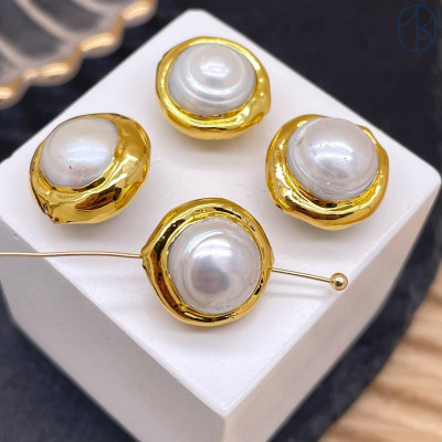 Бусина фриформ жемчуг барокко, цвет золото ~ 14 мм 