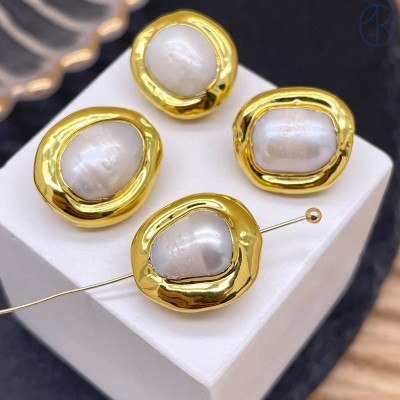 Бусина фриформ жемчуг барокко, цвет золото ~ 15 мм 