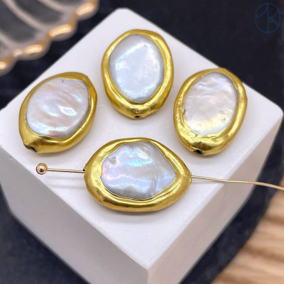 Бусина фриформ жемчуг барокко, цвет золото ~ 19 мм 