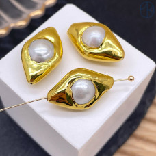 Бусина фриформ жемчуг барокко, цвет золото ~ 20 мм 